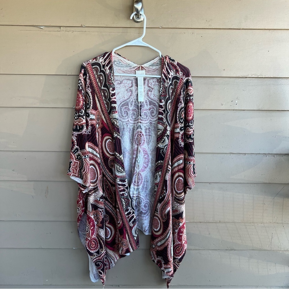 Chico's Multicolor Paisley Lightweight Kimono Cardigan Size OS Boho Casual